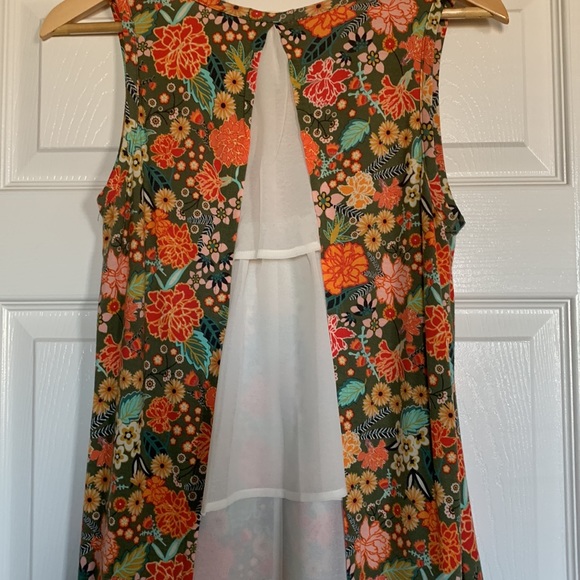 Matilda Jane Sleeves Top Floral Cotton Sheer Ruffle Back Size Small Like New - Picture 4 of 5